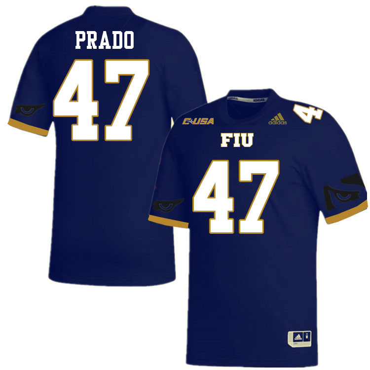 #47 Alejandro Prado FIU Jersey,Florida International University Panthers Football Jersey-Navy